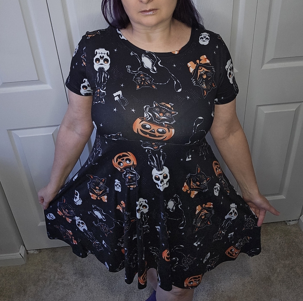Halloween Themed Black Cat Dress L